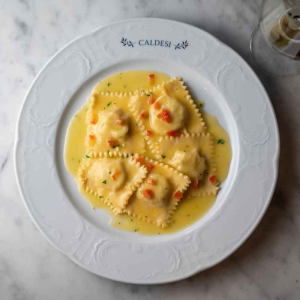Caldesi seabass ravioli