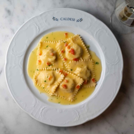 Caldesi seabass ravioli