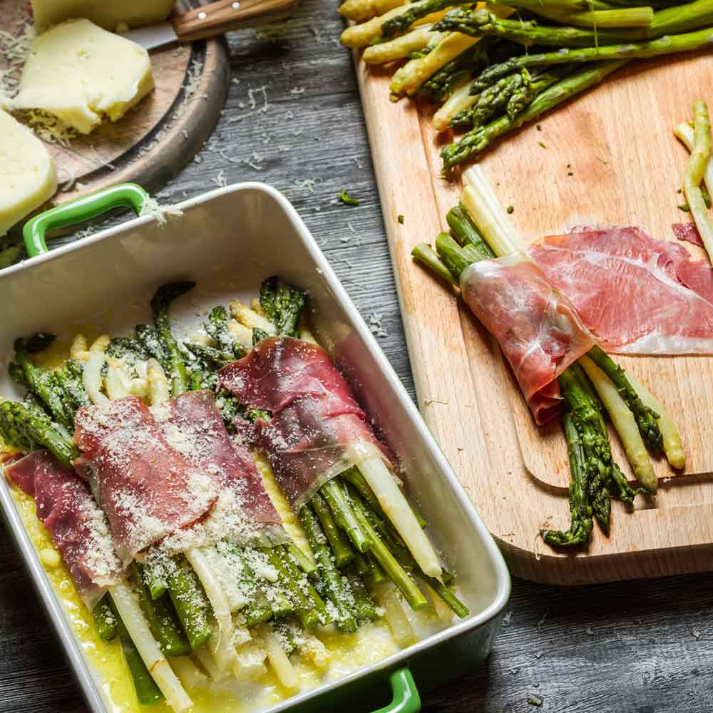 Asparagus Baked With Ham And Cheese Asparagus Baked With Ham And Cheese
