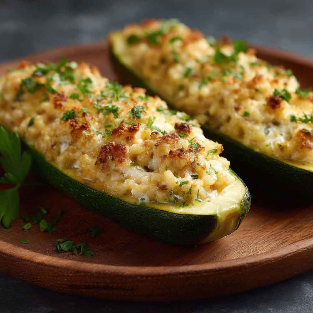 Courgettes Stuffed With Cheese Courgettes Stuffed With Cheese